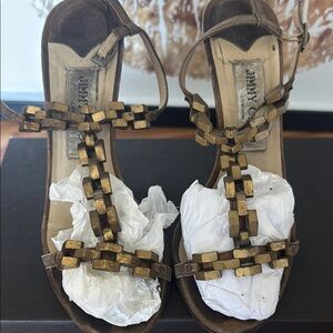 Jimmy Choo Brown and Gold Women's Sandals